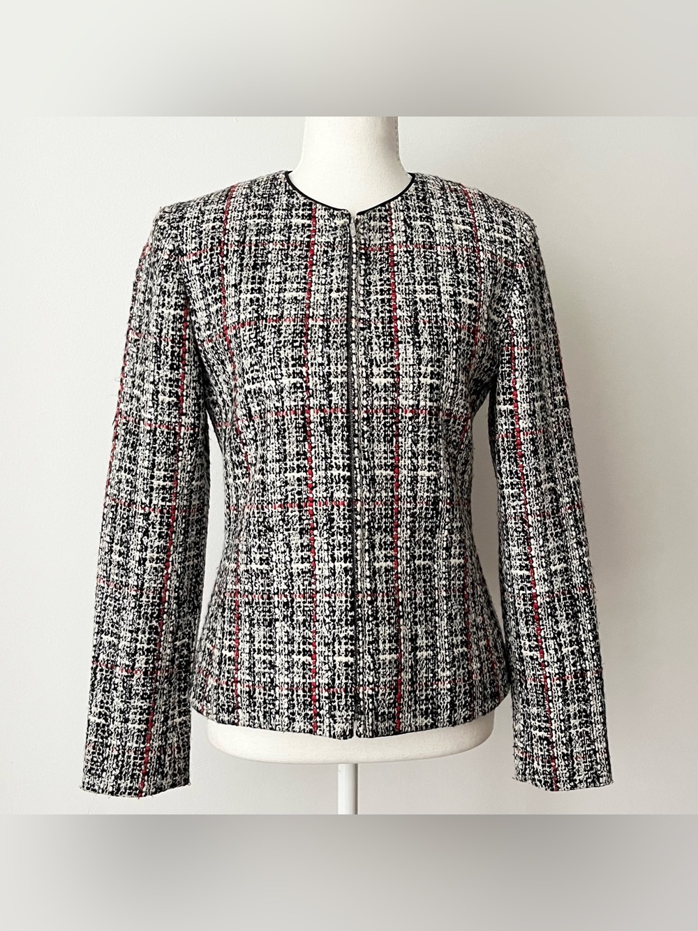Vintage Garfield & Marks Women's Boucle Jacket Size 0 Black White Elegant USA